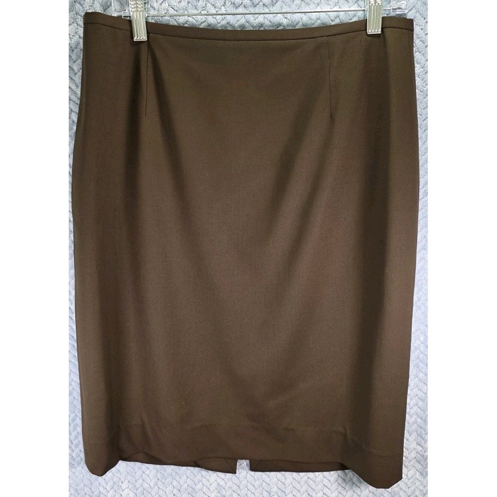 Lafayette 148 New York Pencil Skirt Womens 10 Brown Straight Zip Back Slit